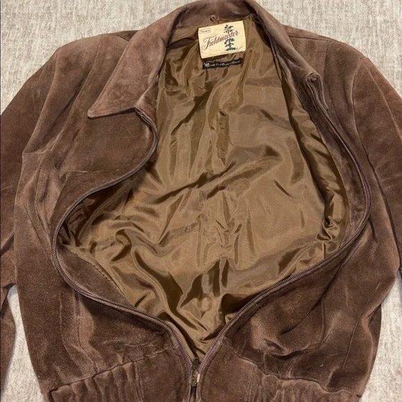 Vintage Men's Large Fieldmaster Suede Leather Brown Jacket Bomber style Sears - Picture 5 of 5